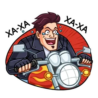 😱 XA-XA-XA moto, ridere, cartone animato, autista, veicolo telegram sticker