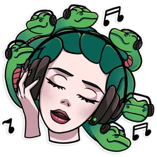 🎧 Medusa Medusa, Musik, Kopfhörer, Schlange, Mythologie, Monster telegram sticker