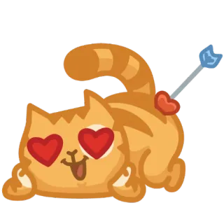 😍 kat, liefde, hart, pijl, schattig, cartoon, dier, Valentijnsdag whatsapp sticker