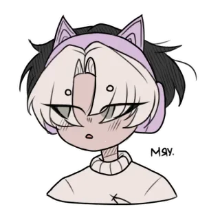 🐱 may. Anime, Orejas de gato, Dibujos animados, Personaje, Lindo, Ilustración whatsapp sticker