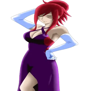 😍 kobieta, sukienka, fioletowy, anime, kreskówka, suknia, rękawiczki telegram sticker