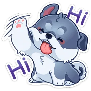 👋 Hi Hi anjing, imut, stiker, hai, salam, binatang, kartun telegram sticker