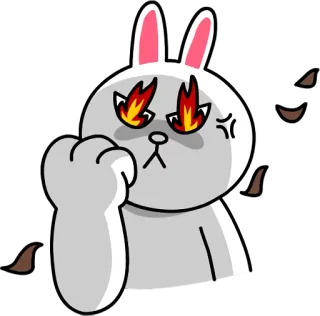 😡 kelinci, marah, frustrasi, kartun, api, mata telegram sticker