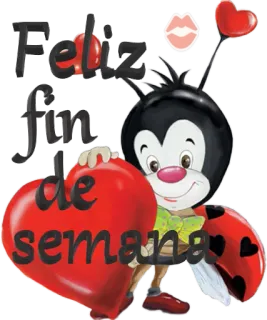❤️ Feliz
Fin
de
semana coccinella, cuore, buon fine settimana, saluto whatsapp sticker