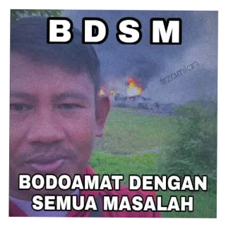 🖼 BDSM BODOAMAT DENGAN SEMUA MASALAH meme, indonesian, selfie, burning, disaster, indifference, apathy, sarcasm telegram sticker