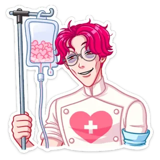 🩸 krankenschwester, arzt, herzen, liebe, medizinisch, pinke haare, krankenhaus telegram sticker