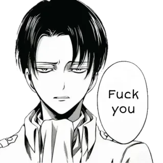 😠 Levi Ackerman Attack on Titan Fuck you 动漫, 利威尔, 进击的巨人, 漫画, 脏话 telegram sticker