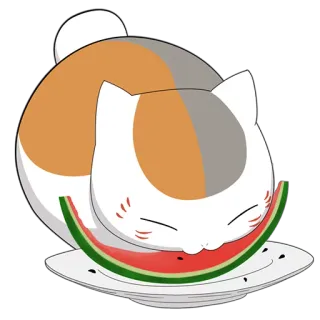 🍉 猫, スイカ, 食べ物, 動物, かわいい, カワイイ telegram sticker