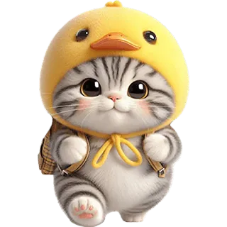 🏕 cat, kitten, animal, cute, duck, hat, adorable, cartoon whatsapp sticker