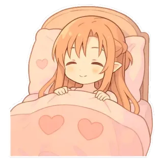 ☺ Аниме, Спящий, Милый, Кровать, Подушка whatsapp sticker