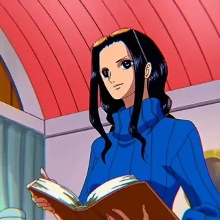 📚 Nico Robin One Piece anime, one piece, nico robin, reading, character, woman whatsapp sticker