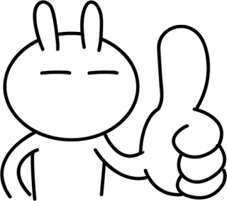 👍 conejo, conejito, dibujo animado, personaje, pulgar arriba, positivo telegram sticker