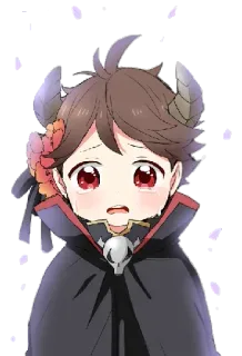 😢 Anime, Dämon, Traurig, Weinend, Hörner, Blumen, Süß telegram sticker