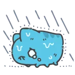 🌧 gato, suado, exausto, pixel art, azul, desenho animado telegram sticker