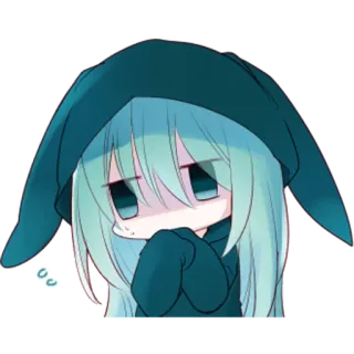 😓 Anime, Chibi, Lindo, Azul, Chica whatsapp sticker