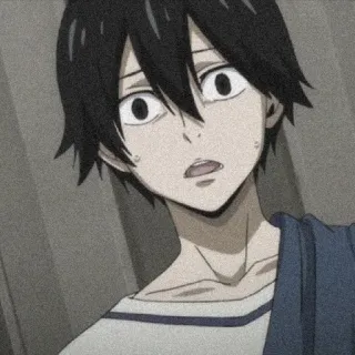 😰 anime, black hair, worried, anime character telegram sticker