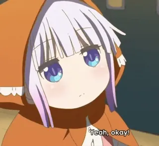 🤍 Kanna Kamui Miss Kobayashi's Dragon Maid Yeah, okay! anime, dragon, cute, kanna, ok telegram sticker