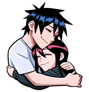 ☺ Anime, Amour, Couple, Dessin animé, Câlin telegram sticker