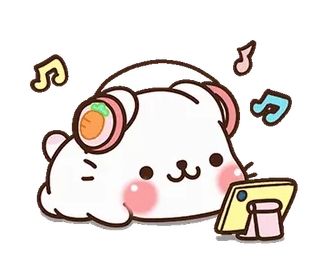 🎵 mono, animal, escuchando música, auriculares, kawaii, hámster whatsapp sticker
