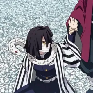 🖤 Obanai Iguro Demon Slayer 动漫, 鬼灭之刃, 伊黑小芭内, 蛇, 角色, 漫画 whatsapp sticker
