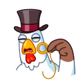 🧐 frango, pássaro, chapéu, monóculo, elegante, animal telegram sticker