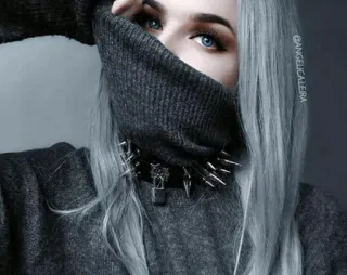 🔮 gothic, emo, choker, sweter, gadis, mata biru, alternatif whatsapp sticker