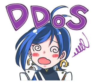 🍭 DDOS DDoS, Cyberaanval, Cartoon, Anime, Internet, Digitaal, Vrouw telegram sticker