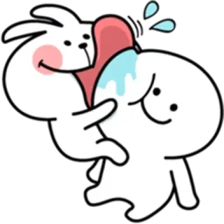 🤤 conejo, lindo, dibujos animados, abrazando, amor, amistad telegram sticker