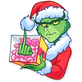 🖕 Grinch Grinch, Navidad, dedo corazón, ofensivo, pegatina whatsapp sticker