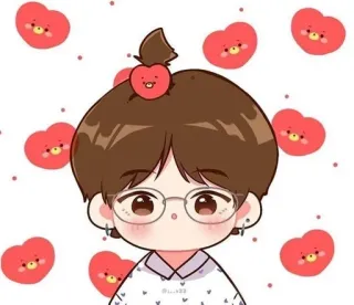 🌟 만화, 캐릭터, 귀여운, 하트, 안경 telegram sticker