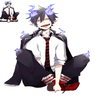 😆 Rin Okumura Blue Exorcist Anime, Charakter, Dämon, Blaue Flammen, Rin Okumura, Blue Exorcist whatsapp sticker