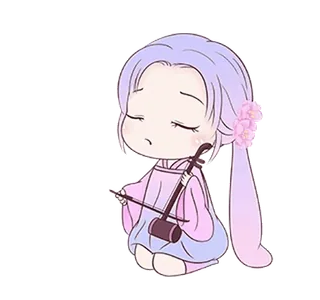 🪕 Chibi, Dibujos animados, Ropa tradicional, Erhu, Instrumento, Asiático telegram sticker