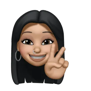 🫶 여자, 평화, 이모지, 만화, 얼굴 telegram sticker