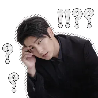 🤔 การคิด, คำถาม, ความสับสน, ผู้ชาย, สูท whatsapp sticker
