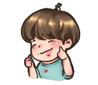 👍 desenho animado, coração, amor, fofo, kawaii, menino, coração com os dedos whatsapp sticker
