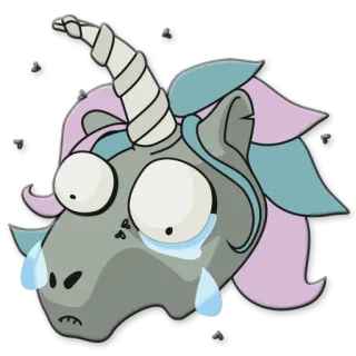 😢 unicorn, crying, sad, cartoon, sticker, emotional, tears, pastel whatsapp sticker