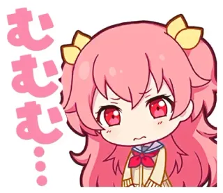 😖 む
む
む… Anime, süß, Mädchen, pinke Haare, Chibi, Manga telegram sticker