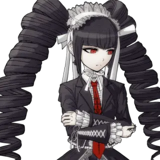 😞 Celestia Ludenberg Danganronpa anime, gothic, twintails, serious, celeste telegram sticker