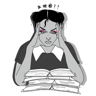 😩 *&@#!! Frustration, Wut, Stress, Bücher, Verzweiflung, Cartoon telegram sticker