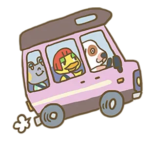 🚌 Desenho animado, Animal, Ônibus, Dirigindo, Fofo, Transporte whatsapp sticker