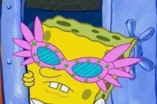 😎 Spongebob Спанч Боб, мультяшный персонаж, очки, смешной whatsapp sticker