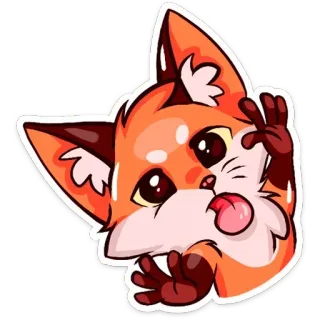 😋 лиса, мультик, животное, милый, стикер, оранжевый, причудливый, язык telegram sticker