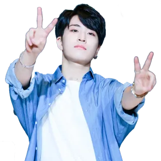 ✌️ man, person, peace sign, korean telegram sticker