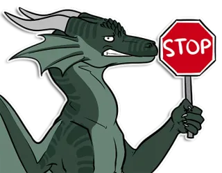 🛑 STOP dragão, placa de pare, desenho animado, aviso, réptil telegram sticker