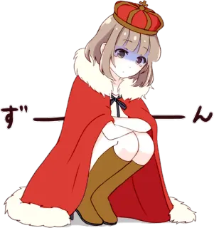 👸 ずーん อนิเมะ, ราชินี, มงกุฎ, ผู้หญิง, น่ารัก, เศร้า telegram sticker