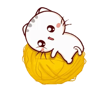 🧶 gato, gatinho, novelo de lã, fofo, kawaii, animal whatsapp sticker