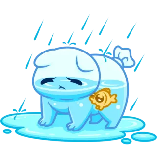 ☔️ 개, 슬픈, 비, 물고기, 귀여운, 물 telegram sticker