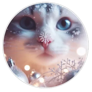 🎄 mèo, mèo con, tuyết, mùa đông, bông tuyết, mắt xanh whatsapp sticker