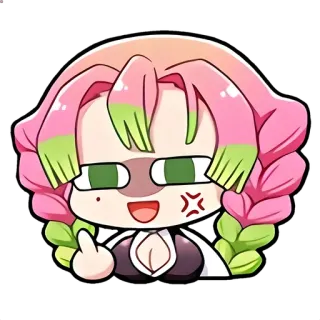 👾 Mitsuri Kanroji Demon Slayer Anime, Demon Slayer, Mitsuri Kanroji, Dedo do meio, Bravo telegram sticker