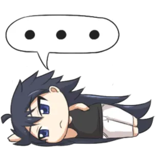 💬 anime, chibi, laying down, thinking telegram sticker